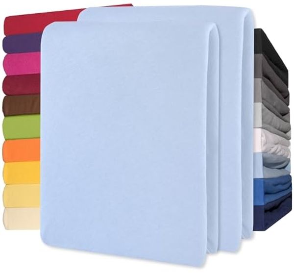 CelinaTex Jersey Spannbettlaken Lucina 180x200-200x200 cm Aqua blau 100% Baumwolle gekämmt bis 26cm Matratzenhöhe Oeko-TEX