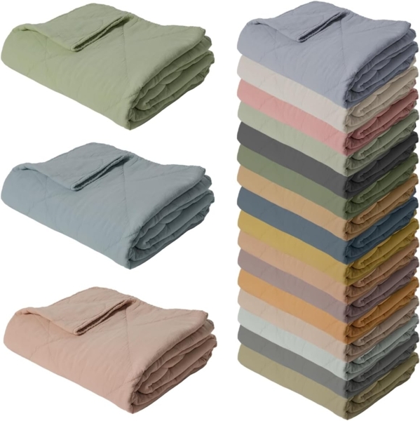 Decke Überwurf 100% Baumwolle 140 x 200 cm Skandinavisch Beige