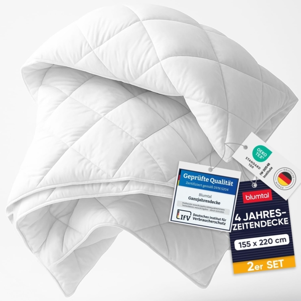 Blumtal Kunstfaserbettdecke zertifizierte Steppbettdecke - Winterdecke, Wärmeklassen: Sommer, 4 Jahreszeiten, Ganzjahresdecke, Winter
