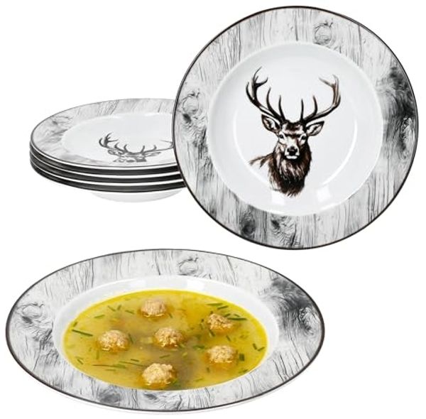 MamboCat Suppenteller 6er Set Alois Suppenteller 180ml Porzellan 6 Pers. tiefe Teller Hirsch