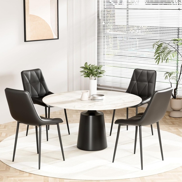 Clevich Esszimmerstühle Bis 200 kg, PU Polsterstuhl, Metallbeine, Stabil, Komfortabel, Einfache Montage, Küchenstühle 81 x 57 x 50CM (Schwarz, 6 Stück) Bild 4