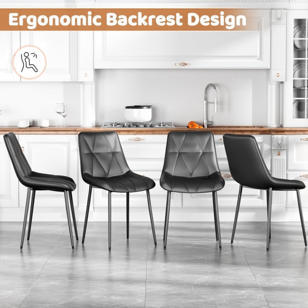 Clevich Esszimmerstühle Bis 200 kg, PU Polsterstuhl, Metallbeine, Stabil, Komfortabel, Einfache Montage, Küchenstühle 81 x 57 x 50CM (Schwarz, 6 Stück) Bild 5