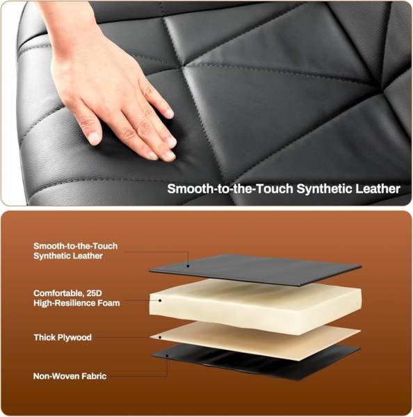 Clevich Esszimmerstühle Bis 200 kg, PU Polsterstuhl, Metallbeine, Stabil, Komfortabel, Einfache Montage, Küchenstühle 81 x 57 x 50CM (Schwarz, 6 Stück) Bild 6