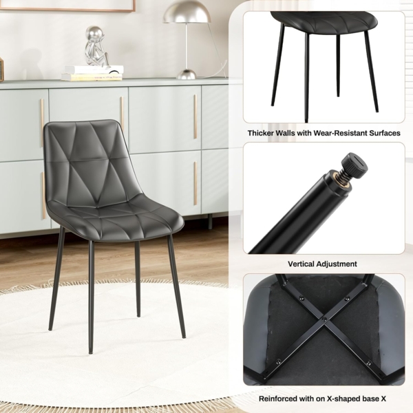 Clevich Esszimmerstühle Bis 200 kg, PU Polsterstuhl, Metallbeine, Stabil, Komfortabel, Einfache Montage, Küchenstühle 81 x 57 x 50CM (Schwarz, 6 Stück) Bild 7