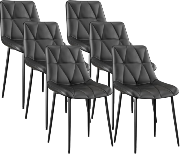 Clevich Esszimmerstühle Bis 200 kg, PU Polsterstuhl, Metallbeine, Stabil, Komfortabel, Einfache Montage, Küchenstühle 81 x 57 x 50CM (Schwarz, 6 Stück) Bild 1