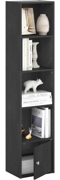 Furinno Luder Bücherregal mit 5 Etagen, mit 1 Türen, Schwarzholz