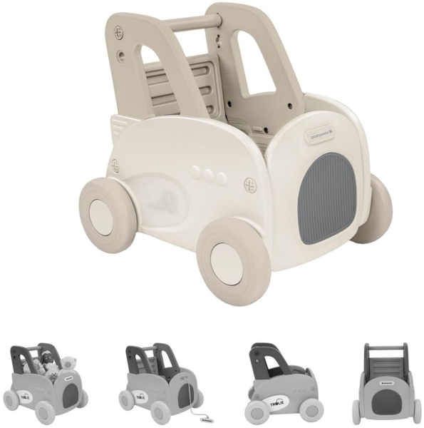 Kikkaboo Lauflernwagen 4 in 1 Trolie Ziehspielzeug, Rutscher, Aufbewahrungsbox beige