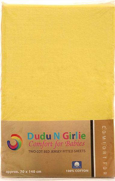 Dudu N Girlie Spannbettlaken für Kinderbett, 100% Baumwolle, 70x140 cm, Gelb, 2-teilig