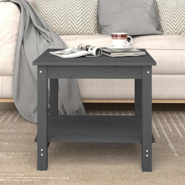 Couchtisch Grau 50 x 50 x 45 cm Massivholz Kiefer [822279]