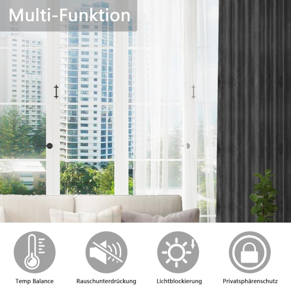 Woltu Verdunkelungsvorhang (2 St), Stangendurchzug, verdunkelnd, mit Ösen blickdicht Bild 6