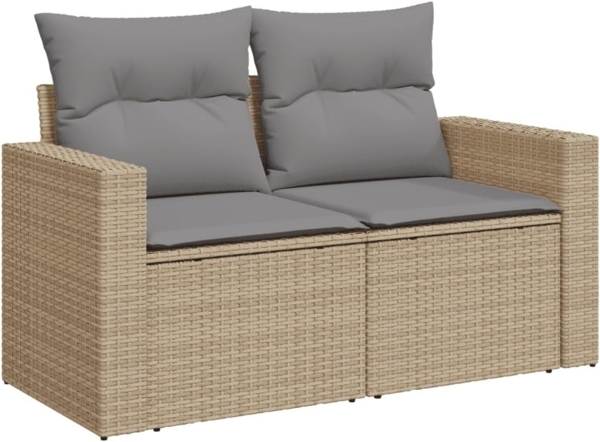 vidaXL 8-tlg. Garten-Sofagarnitur mit Kissen Beige Poly Rattan 3251696 Bild 6