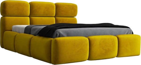 Polsterbett MAROKO 120x200 mit Matratze, Bettkasten und Lattenrost. Farbe: Bernesteigraun 34