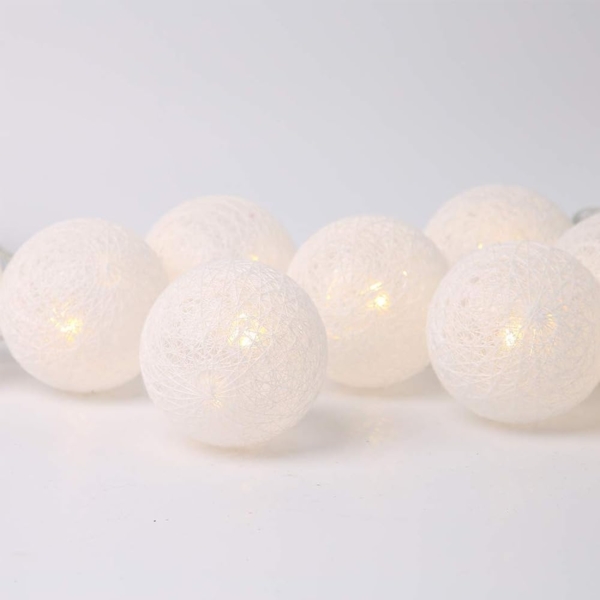 Ciskotu LED Lichterkette Baumwollkugeln mit Stecker, 3,8m 20er Cotton Ball Lichterketten Kugeln Nachtlicht für Weihnachten, Hochzeit, Party, Zimmer, Wohnheim, Innen Deko Bild 6