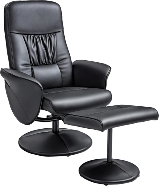 HOMCOM Polsterstuhl Relaxsessel mit Liegefunktion (Polstersessel, 2 St), für Wohnzimmer, Schlafzimmer, Kunstleder, Schwarz