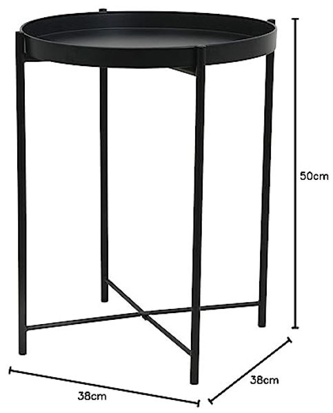 Tabletttisch rund Ø38cm H50cm Metall Schwarz Bild 3