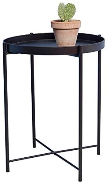 Tabletttisch rund Ø38cm H50cm Metall Schwarz