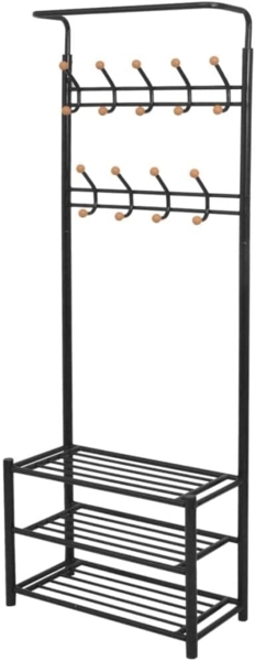 vidaXL Garderobe mit Schuhablage 68×32×182,5 cm Schwarz 243726