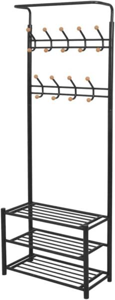 vidaXL Garderobe mit Schuhablage 68×32×182,5 cm Schwarz 243726