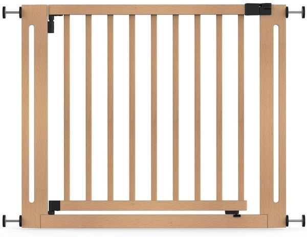 Safetots Naturholz Elegance Treppenschutzgitter, Natur, 95cm - 103cm, Druckmontage Sicherheitsgitter, 73cm Extra Breite Türöffnung, Einteiliges Extra Breites Gitter für Treppen, Flure und Türen