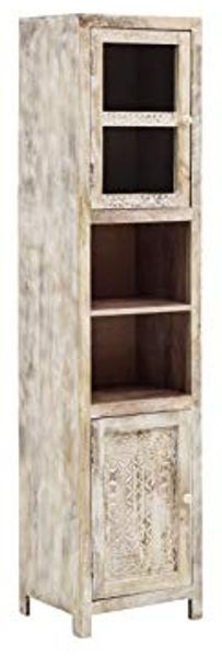 Hochschrank Badezimmer massivum Bitna Mangoholz natur 43x180x35 cm Badhochschrank Holzschrank Landhausstil Boho rustikal hell