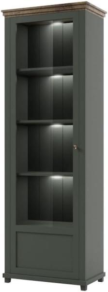 Standvitrine Elda Glasvitrine 71x42x200cm grün / Eiche Lefkas 1-türig