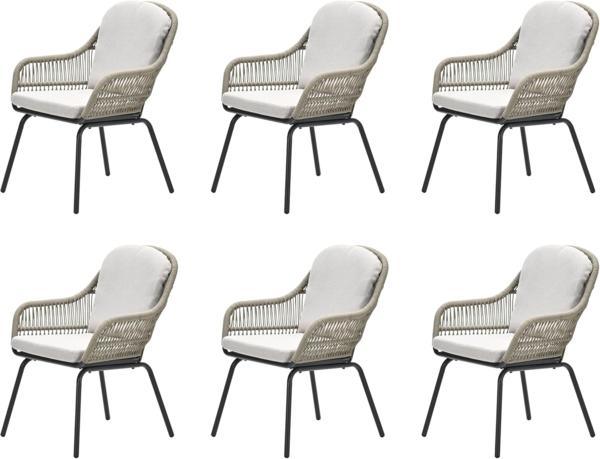 TRITON 6er-Set Rope Alu Loungesessel Gartenstuhl sand