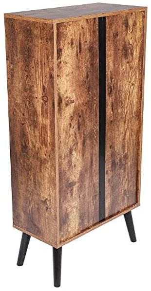 BAKAJI Bücherregal mit 2 Einlegeböden + Schrank mit Tür und Regal, Struktur aus MDF-Holz, Antikoptik, modernes Design, industriell, Größe 120 x 60 x 30 cm, Heimdekoration Bild 6