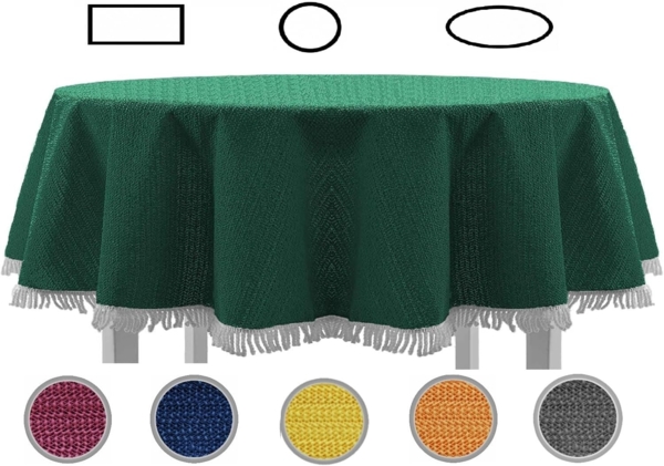 Gartentischdecke mit Fransen 150x210 cm oval grün Bild 2