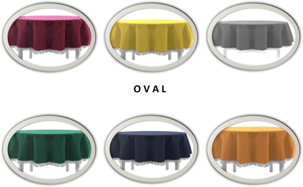 Gartentischdecke mit Fransen 150x210 cm oval grün Bild 6