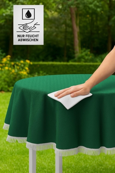 Gartentischdecke mit Fransen 150x210 cm oval grün Bild 3