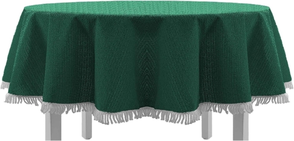 Gartentischdecke mit Fransen 150x210 cm oval grün Bild 1