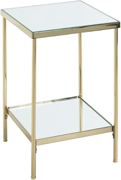 HAKU Möbel Beistelltisch, vermessingt, Metall, Spiegel 5 mm - Maße: B 28 x H 46 x T 28 cm, Style: Art Deco
