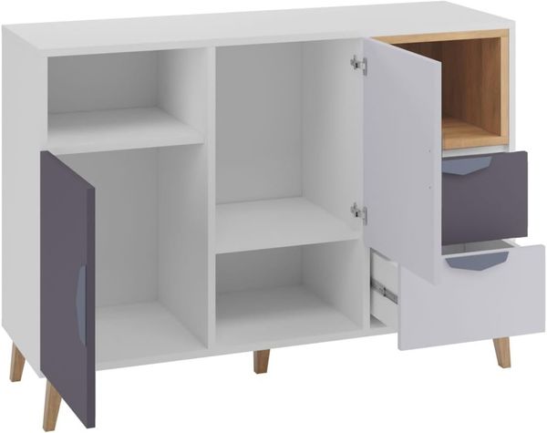 Kommode Nawiro VII (Weiß / Graphit + Grau + Lefkas Eiche) Bild 3