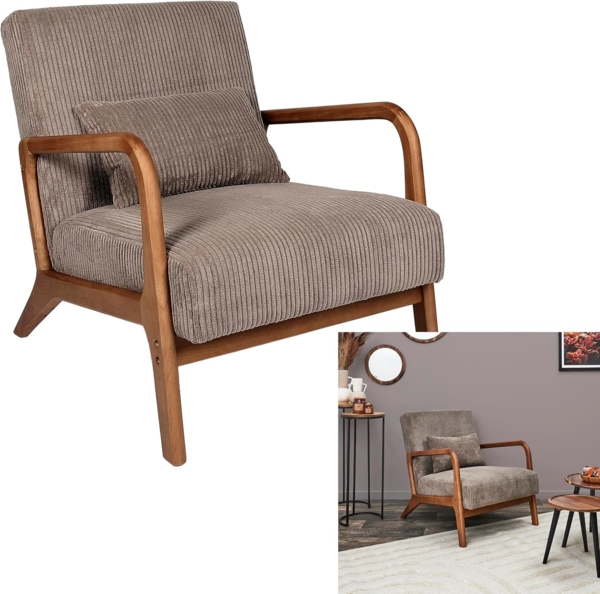 HOME DECO FACTORY, HD0348, Cotele Scott Wohnzimmersessel, Weichheit, Möbel, Sitz, Sofa und Sessel, 64,5 x 75 x 83,5 cm, Sitzhöhe 43 cm, Taupe, Mol, TU Bild 3