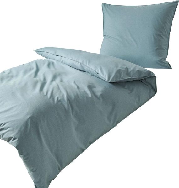 Traumschlaf Basic Uni Bettwäsche Chambray|155x220 cm + 80x80 cm| mint