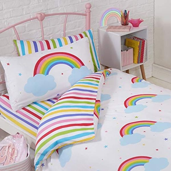 Price Right Home Regenbogen Himmel einzelne Bettbezug und Kissenbezug Set