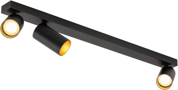 SLV KAMI, Deckenaufbauleuchte, 3x max. 10W, GU10, schwarz/gold - Wand- und Deckenleuchten