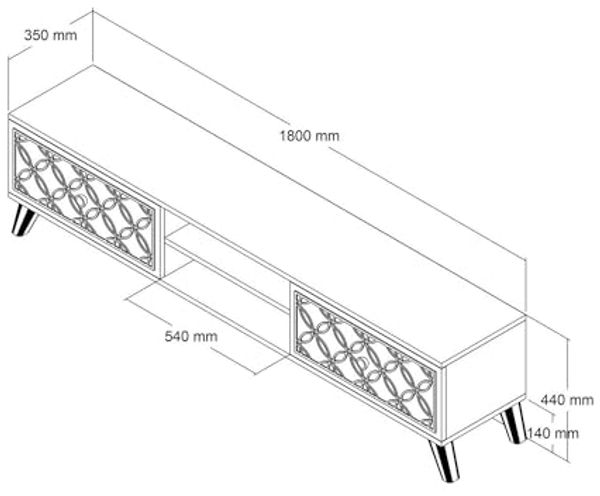 Dmora TV-Schrank Skat 180 x 35 x 44 cm Braun 2 Böden 4 Fächer Bild 7