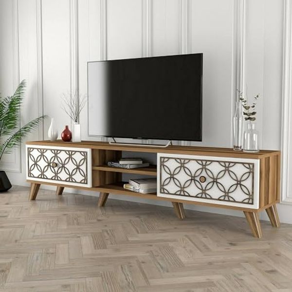 Dmora TV-Schrank Skat 180 x 35 x 44 cm Braun 2 Böden 4 Fächer