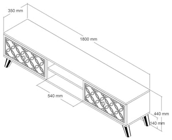 Dmora TV-Schrank Skat 180 x 35 x 44 cm Braun 2 Böden 4 Fächer Bild 2