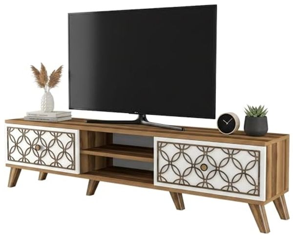 Dmora TV-Schrank Skat 180 x 35 x 44 cm Braun 2 Böden 4 Fächer Bild 3