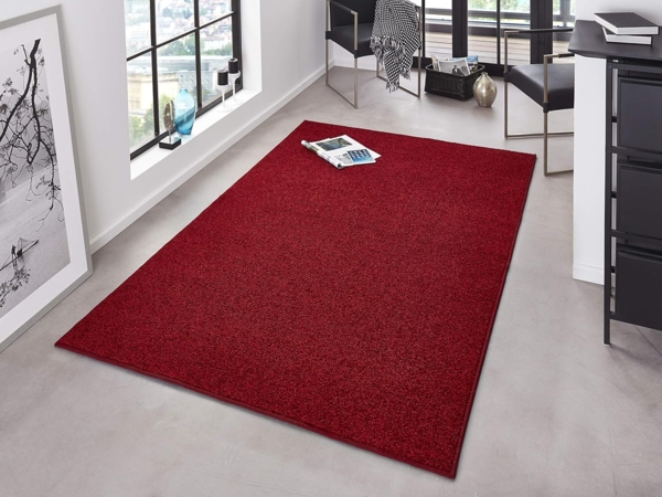 Kurzflor Teppich Pure Uni Rot - 140x200x1,3cm