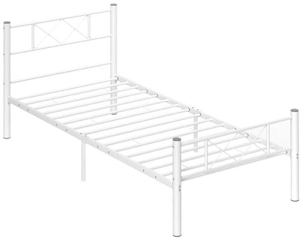 HOMCOM Bettgestell für Matratze 200 x 90 cm, 88 cm hoch, aus Stahl, (Metallrahmenbett, 1-tlg, Bettrahmen), für Schlafzimmer Gästezimmer, Weiß