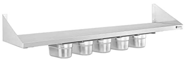 Royal Catering Hängeregal 90 cm 1/9 GN Wandbord Edelstahlregal Gewürzregal Gewürzbord Edelstahl
