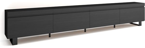 Skraut Home | TV-Schrank, Lowboard | für Wohnzimmer und Esszimmer | 320 x 57 x 35 cm | Für großformatiges TV | Industriedesign | Moderner Stil | Schwarz