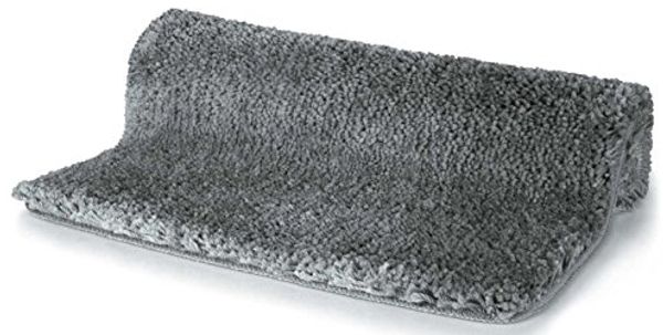 Spirella Badteppich Badematte Duschvorleger Mikrofaser Hochflor | flauschig | rutschhemmend | geeignet für Fußbodenheizung | 55x65 cm | Grau
