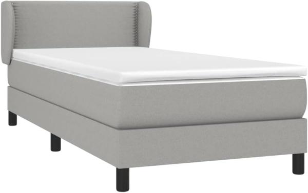 Boxspringbett mit Matratze Stoff Hellgrau 90 x 200 cm, Härtegrad: H2 [3126133]