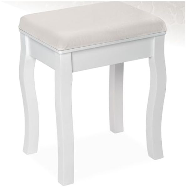 tectake Schminktisch-Hocker, Rosenmuster - weiß