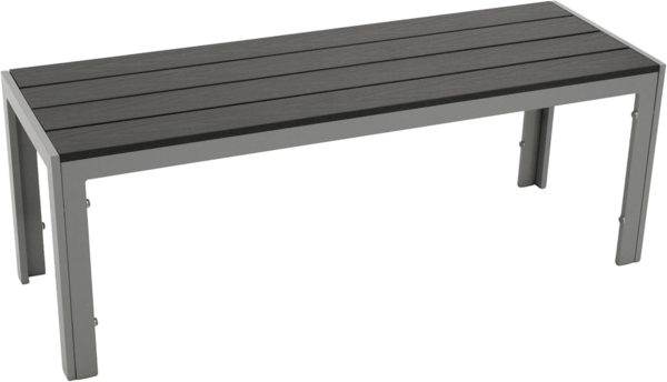 DEGAMO Gartenbank SORANO ohne Rückenlehne, 2-sitzer 120cm, Alu silbergrau + Kunstholz grau, wetterfest