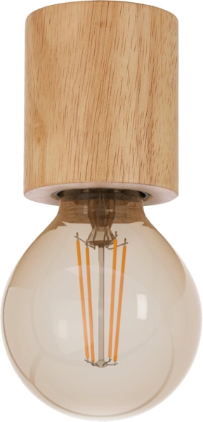 EGLO Deckenleuchte Turialdo, 1 flammige Aufbauleuchte Industrial, Vintage, Holz und Stahl, Deckenlampe in Natur, Schwarz, Aufbaulampe mit E27 Fassung, FSC zertifiziert